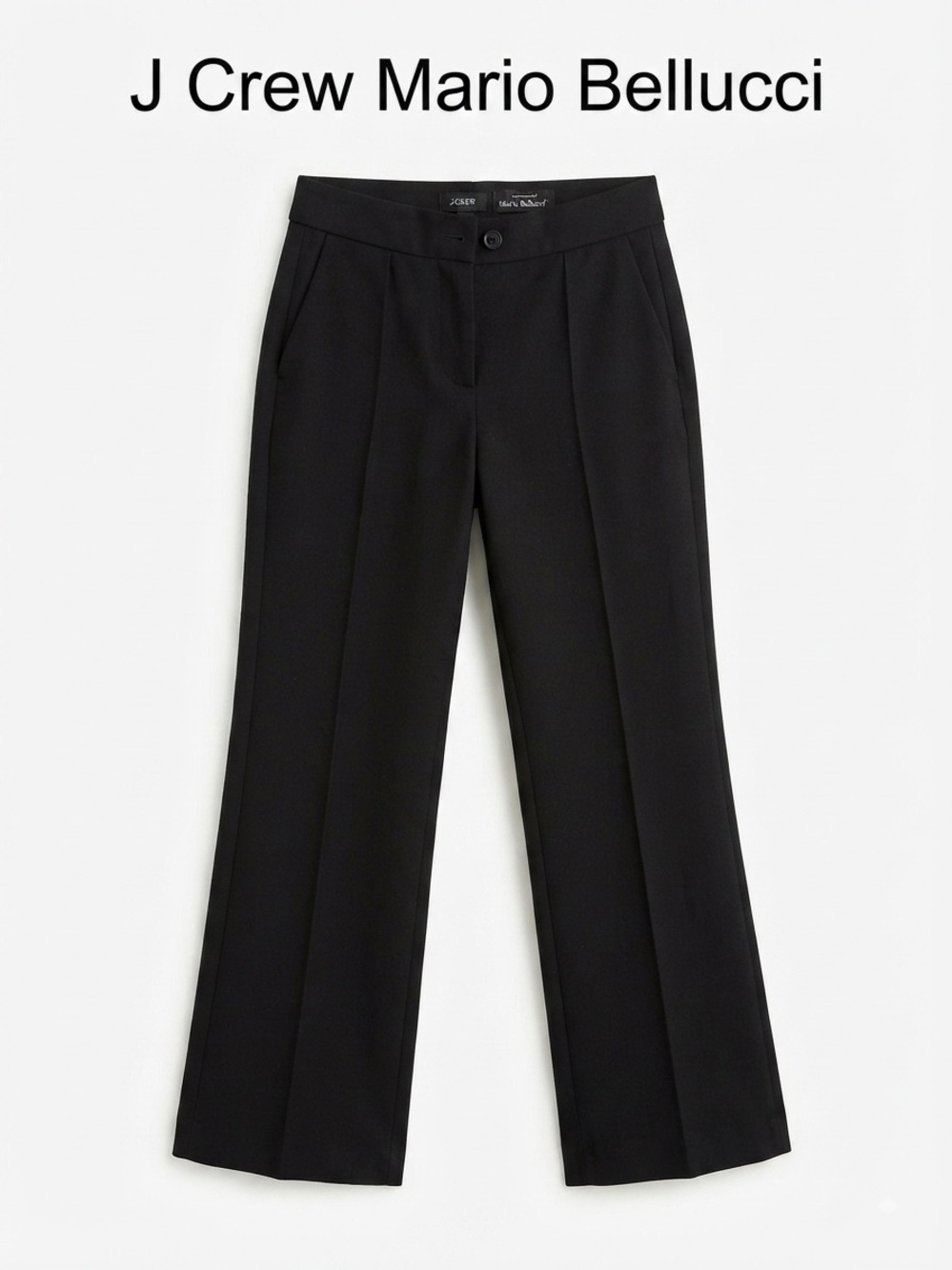 J. Crew Black Wide-Leg Trousers with Front Crease